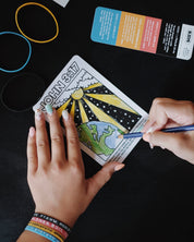 Person coloring a Bible Memory Project coloring page
