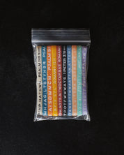 A package with assorted Bible Memory Project wristbands