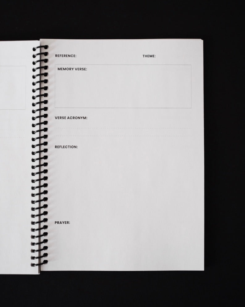 Bible Memory Project Journal writing page without writing