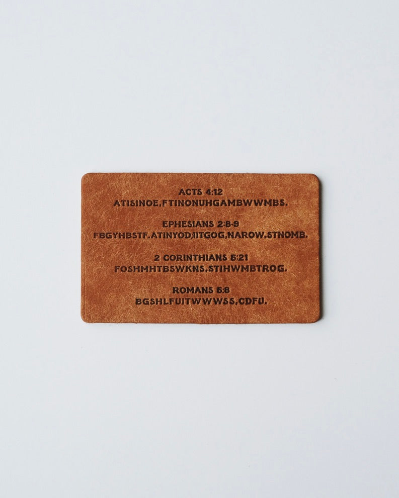 Dark leather verse acronym card