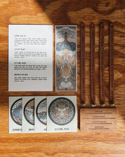 Flat lay of the Bible Memory Project materials from the premium leather Gospel project with dark leather