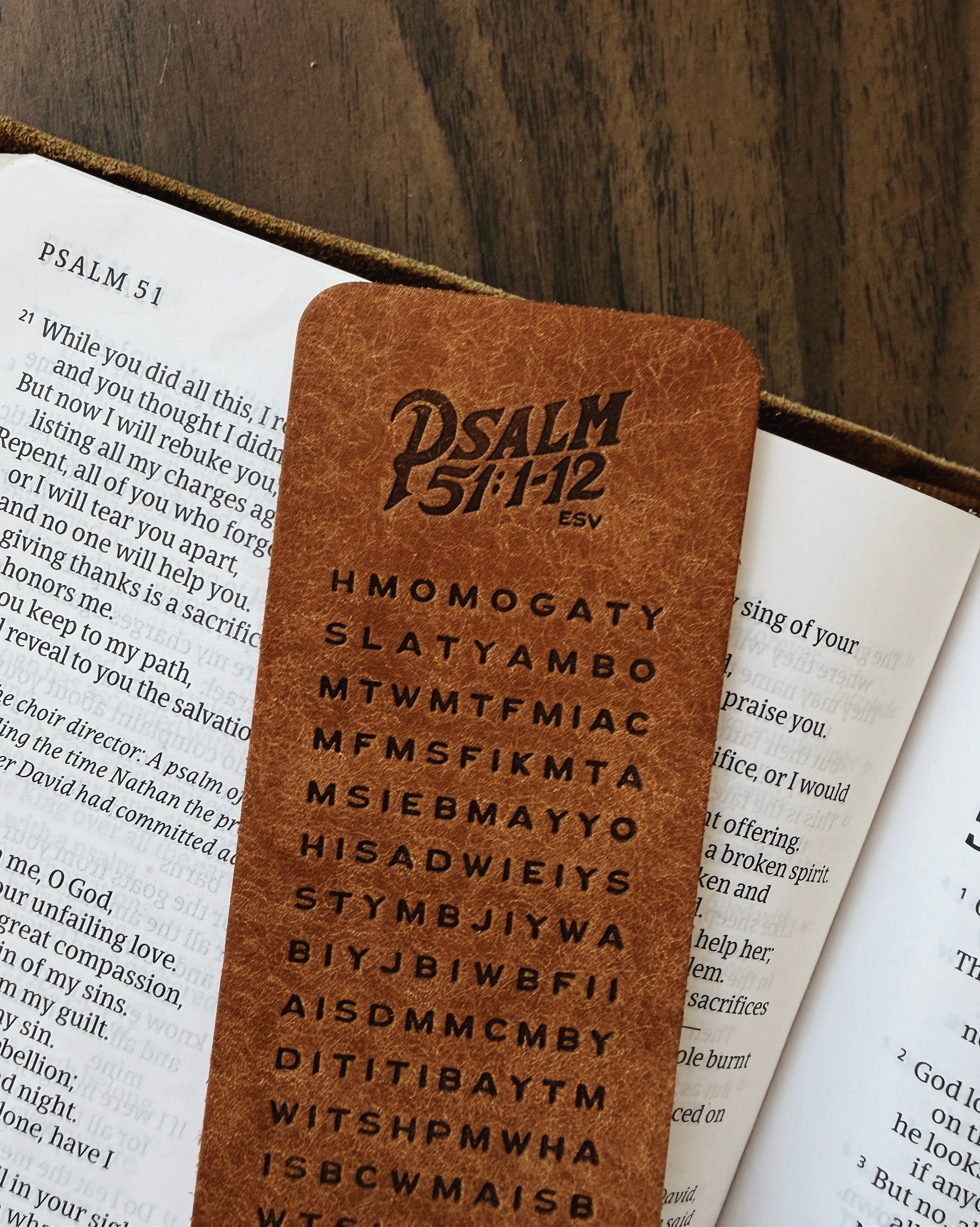 Psalm 51:1-12 Memory Bookmark (Italian Leather)