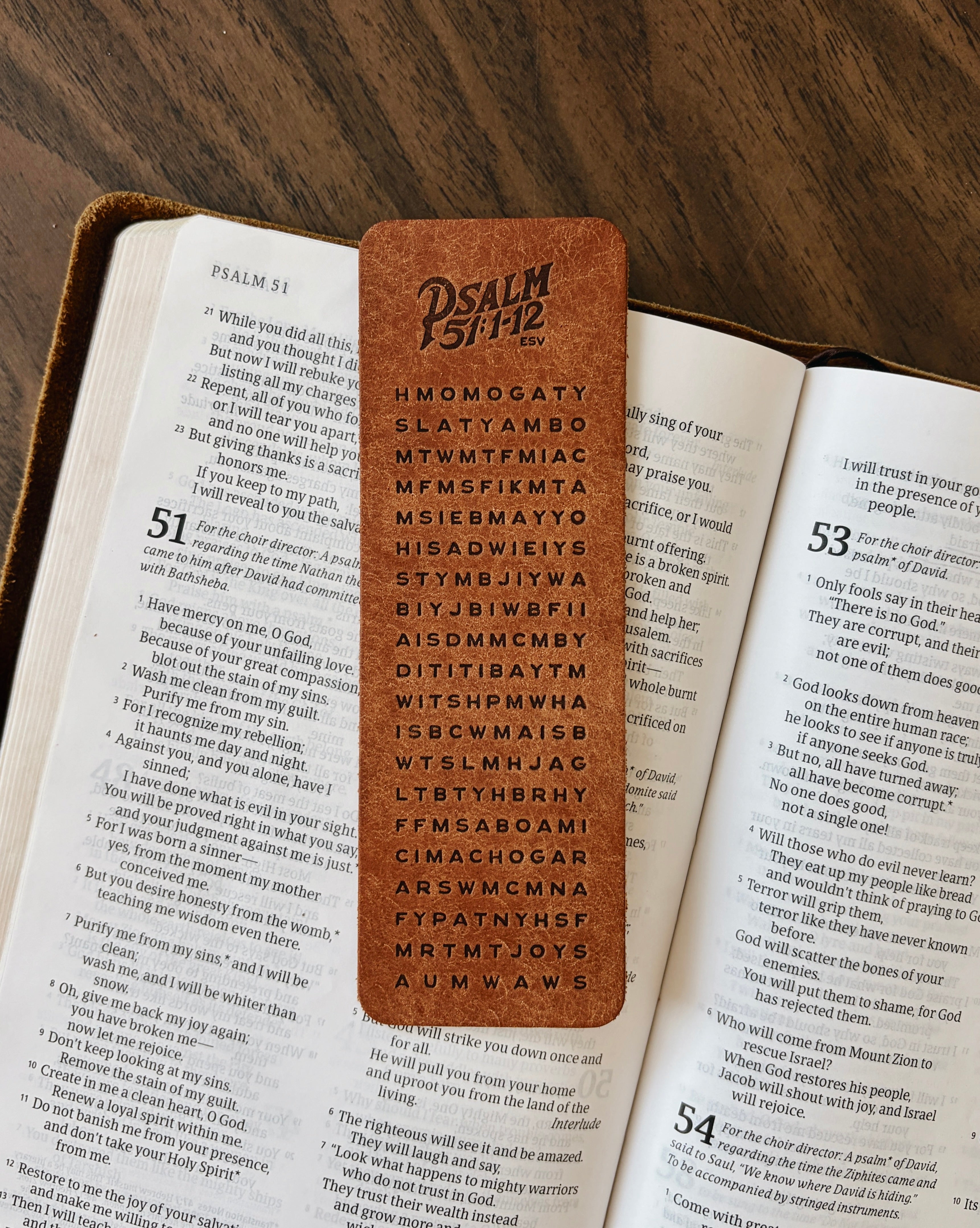 Psalm 51:1-12 Memory Bookmark (Italian Leather)