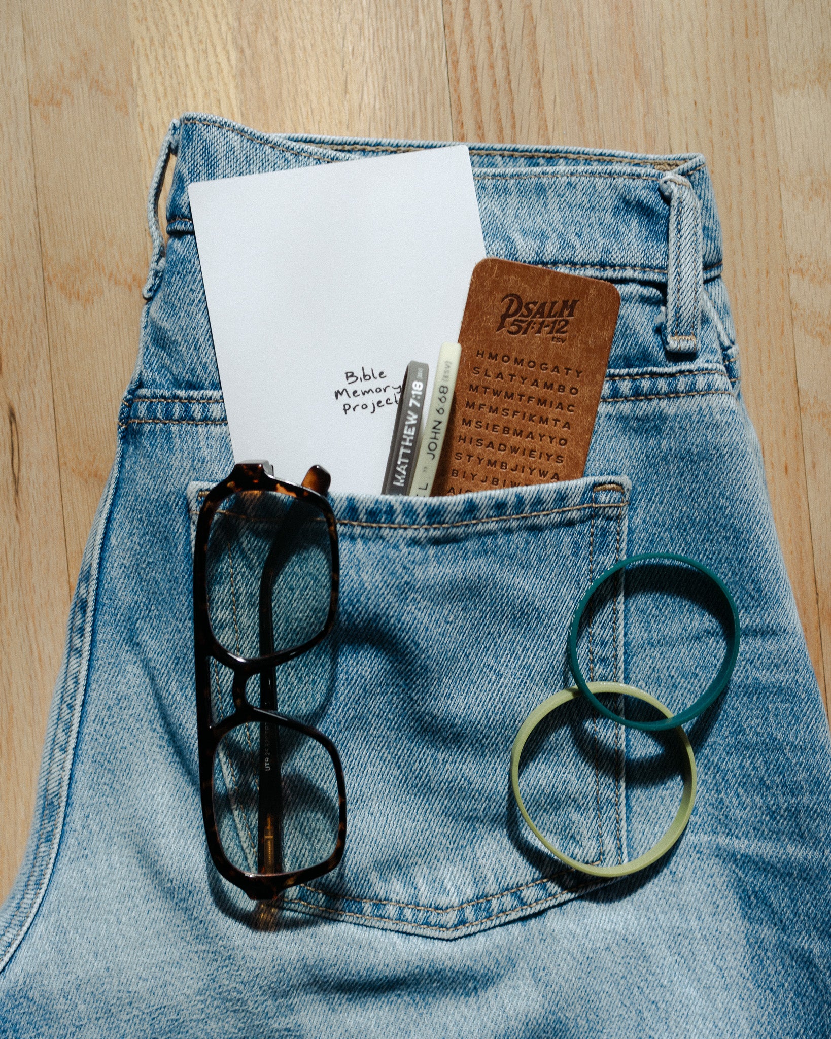 Psalm 51:1-12 Memory Bookmark (Italian Leather)