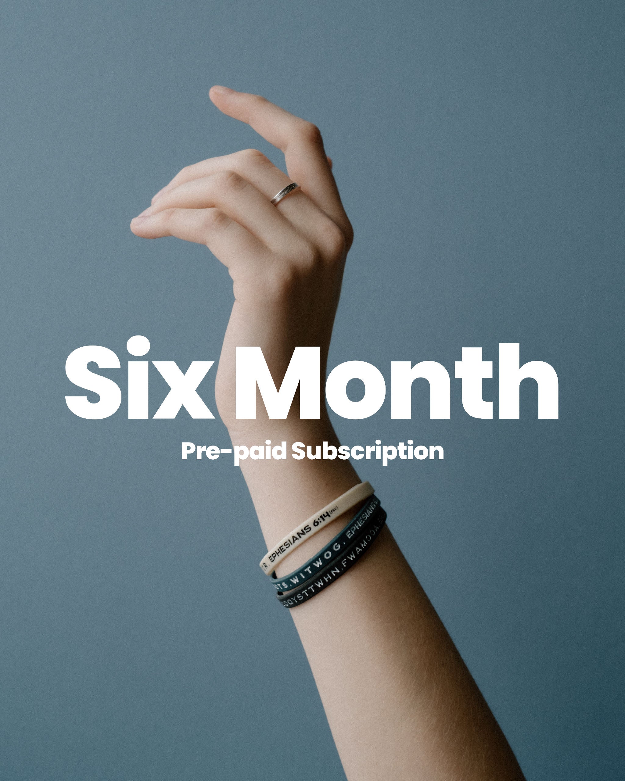 Six Month Pre-paid Subscription | Three Bible Memory Project wristbands on a wrist